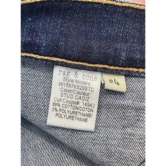 Rag & Bone Jeans Size 24 High Rise Skinny 10 Inch Capri Studded Blue Revolve - Picture 8 of 10